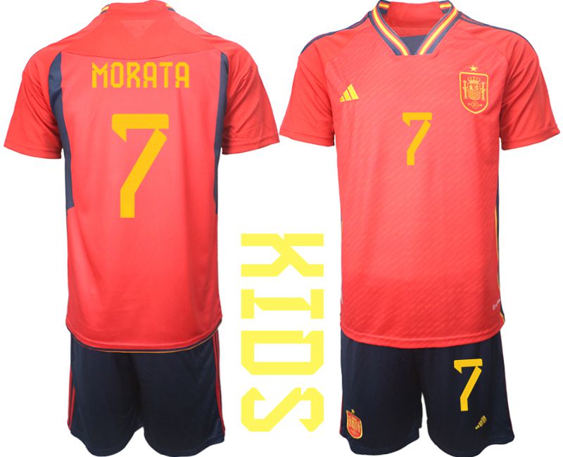 Youth 2022 World Cup National Team Spain home red 7 Soccer Jersey